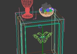 中式彩绘蝴蝶装饰柜3dmax模型