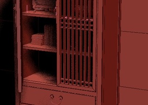 一个古中式书柜设计3DMAX模型