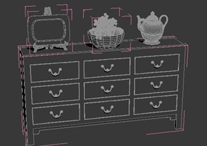 中式风格储物柜家具3dmax模型