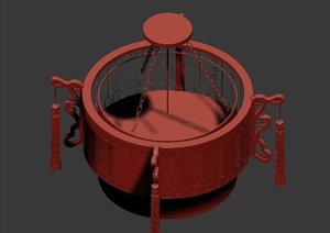 一个中式圆形吊灯设计3DMAX模型