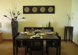 室内中式风格餐桌椅组合3dmax模型