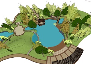 欧式风格庭院花园景观设计SU(草图大师)模型