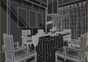 现代中式风格餐厅室内设计3dmax模型