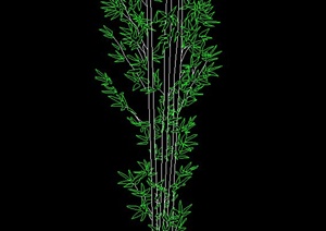一棵竹子盆栽设计CAD立面图