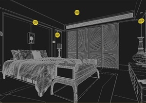 某中式卧室床具设计3DMAX模型