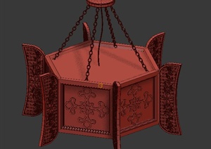 一盏中式灯笼形吊灯设计SU(草图大师)模型