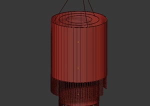 一盏中式花鸟羊皮纸吊灯设计3DMAX模型