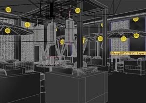 现代某咖啡厅室内装修设计3DMAX模型