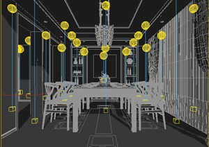 中式风格住宅餐厅室内设计3DMAX模型