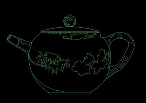 中式风格茶壶茶具立面图