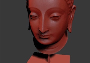 室内中式佛头佛像雕塑装饰品3dmax模型