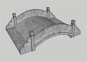 一个拱形石桥设计SU(草图大师)模型