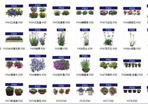 多款室内外配景花卉植物设计PSD图
