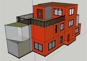 三层住宅建筑设计SU(草图大师)模型