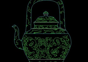 中式风格茶壶室内茶具cad立面图