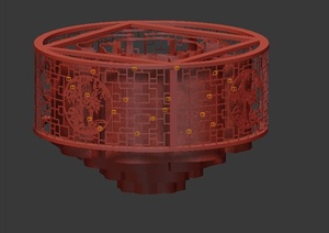 一个中式圆吊灯设计MAX模型
