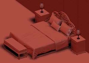 某中式床具组合设计3DMAX模型