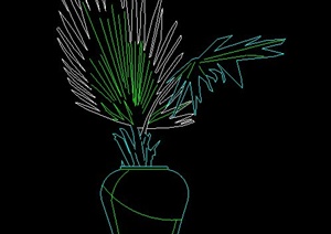 一棵盆栽植物CAD立面图