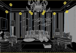 欧式住宅客厅餐厅室内设计3DMAX模型
