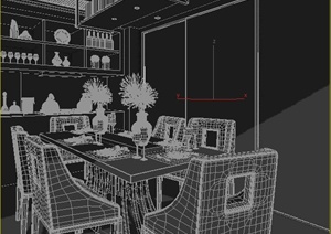 某新中式样板房餐厅餐桌椅组合设计3DMAX模型