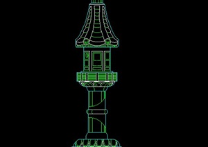 某古典中式灯塔设计CAD方案图