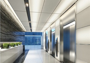 某办公楼层电梯间室内设计3DMAX模型