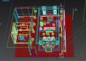 某现代住宅空间餐厅与客厅家装设计3DMAX模型