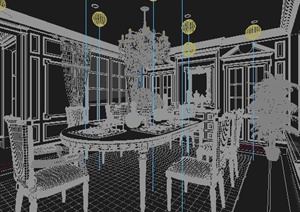 欧式住宅餐厅室内设计3DMAX模型