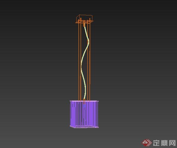 某现代金属方形吊灯设计3DMAX模型(1)