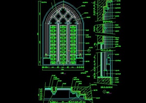 某欧式教堂建筑窗子设计CAD施工图