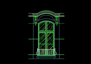 某欧式建筑常用落地窗设计CAD立面图