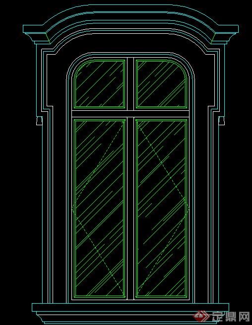一扇欧式风格窗户cad立面图(1)