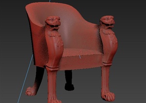 中式风格虎头椅子3dmax模型