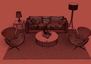 某现代客厅沙发组合设计3DMAX模型
