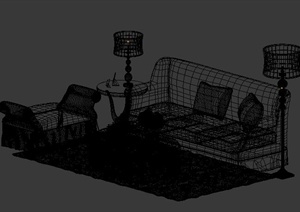欧式客厅沙发、茶几组合3DMAX模型