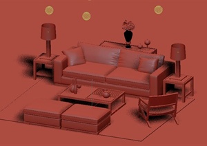 一套混搭风格沙发组合设计3DMAX模型