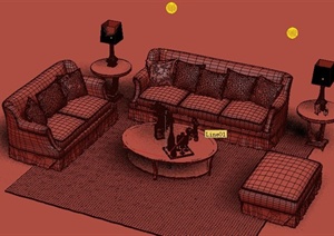 某欧式客厅组合沙发设计3DMAX模型