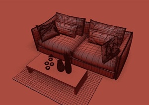 某现代客厅沙发组合方案设计3DMAX模型