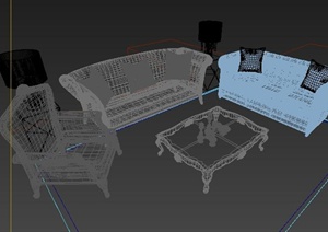 简欧客厅沙发组合3DMAX模型