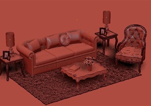 一套沙发组合设计3DMAX模型