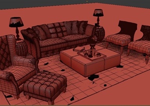 某欧式沙发组合设计方案3DMAX模型