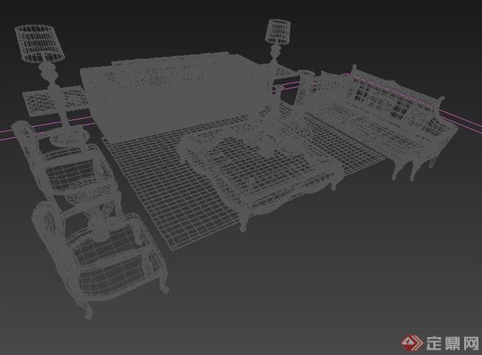 简欧客厅室内沙发组合3DMAX模型(1)