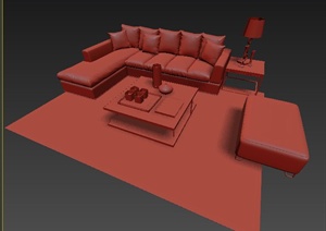 室内装饰混搭沙发茶几3dmax模型
