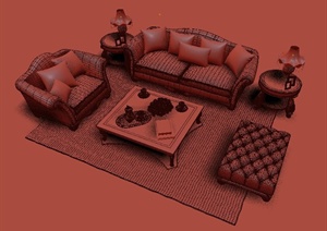 欧式沙发组合设计3DMAX模型
