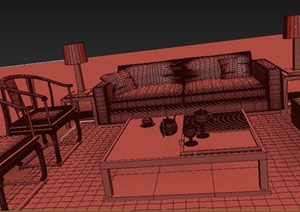 某中式客厅组合沙发设计3DMAX模型