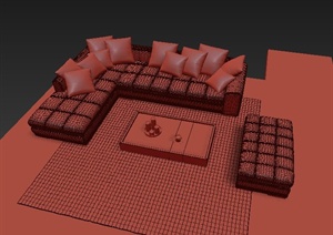 混搭风格沙发茶几组合设计3DMAX模型