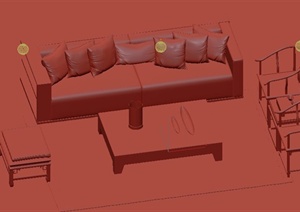 某中式沙发茶几组合设计3DMAX模型