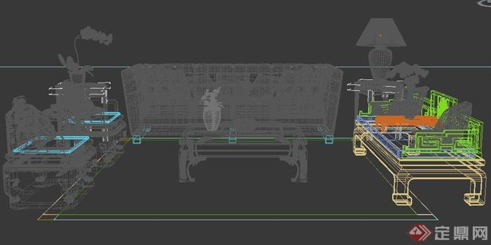 古典中式客厅室内沙发3DMAX模型