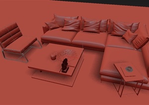 现代风格沙发组合设计MAX模型