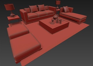 现代室内沙发组合3dmax模型